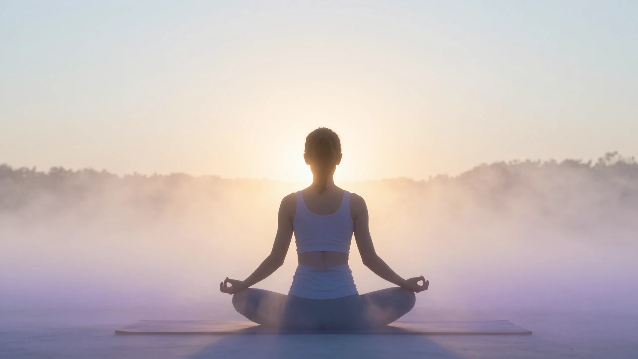 A serene and minimalist scene representing inner peace durin...
