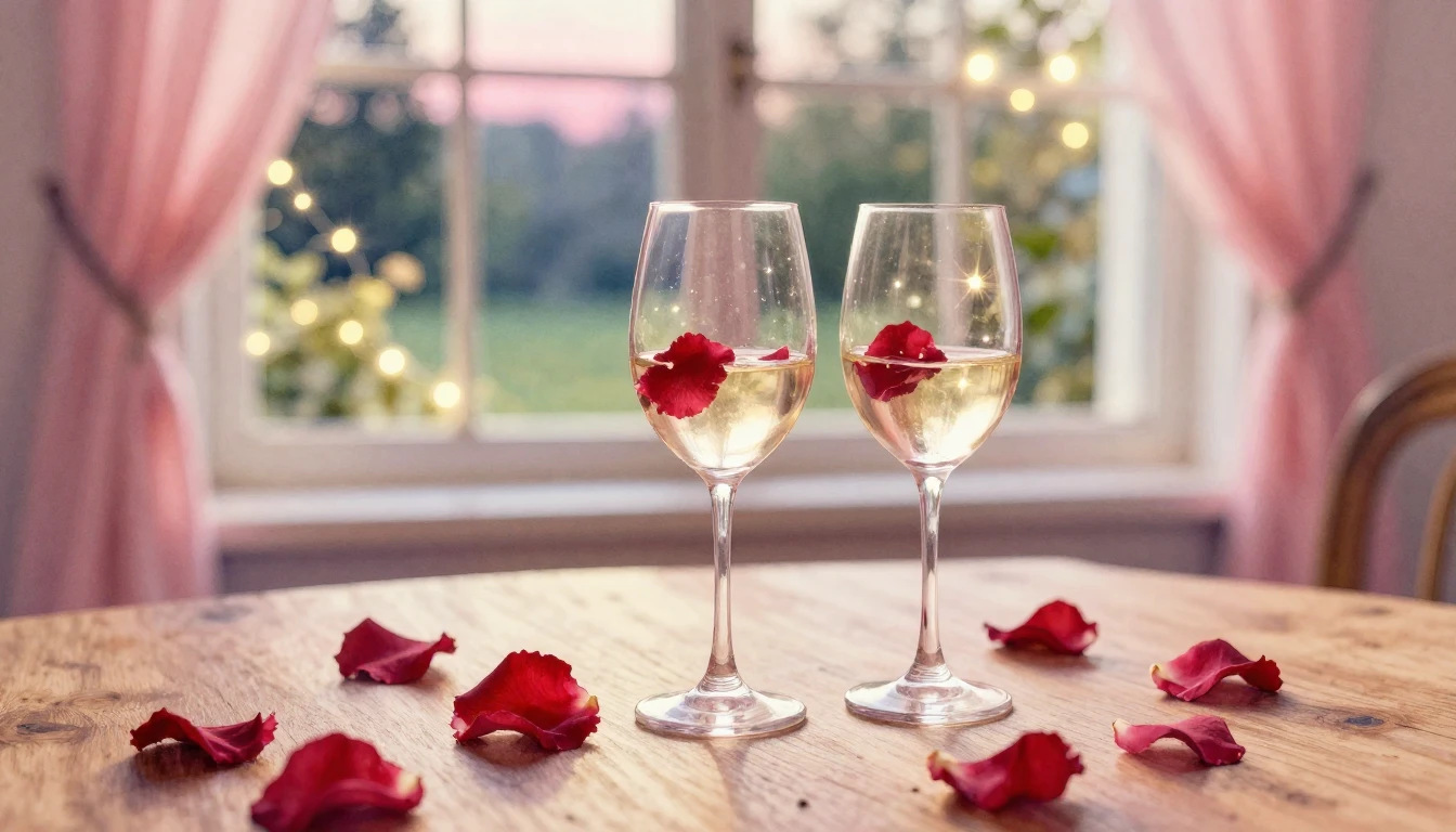 A delicate watercolor painting of two elegant wine glasses s...