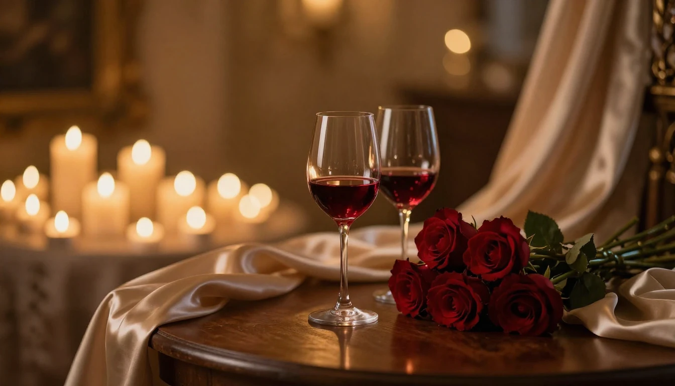 A high-detail cinematic shot of a cozy, dimly lit room. On a...