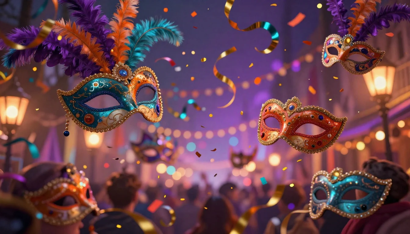 A breathtaking digital art piece depicting a festive carniva...