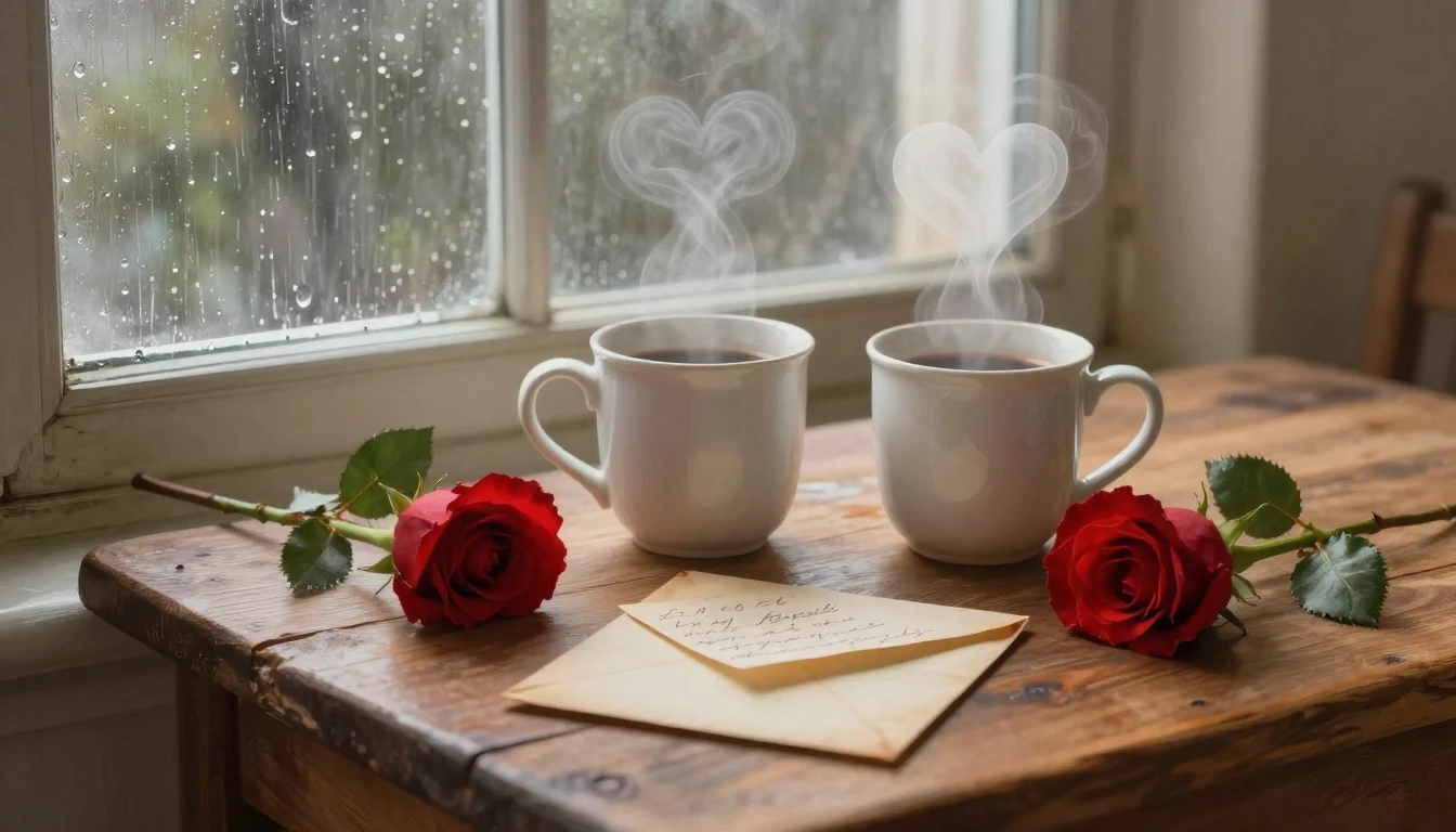 A romantic and cozy scene composed in a soft artistic style....