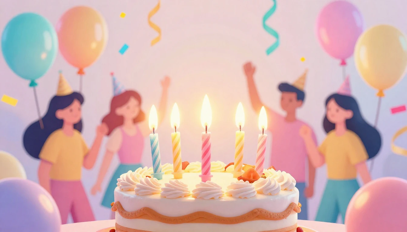 A vibrant and cheerful birthday concept art featuring a deli...