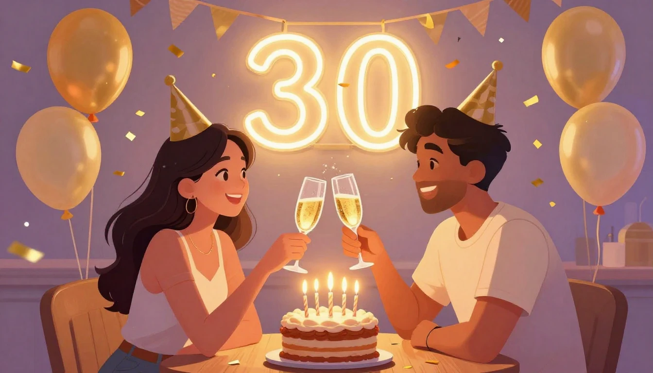 A vibrant and joyful illustration of a birthday celebration....