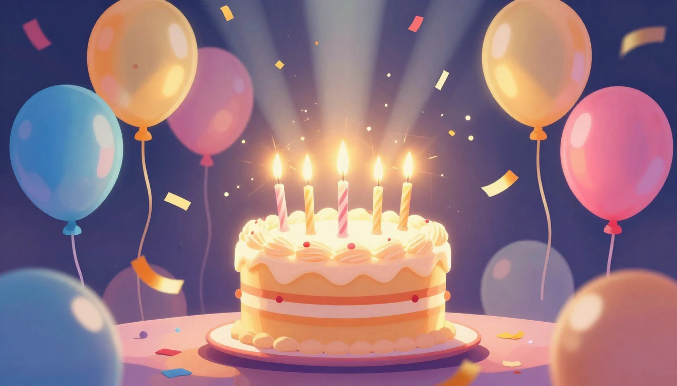 A vibrant and festive birthday celebration scene, abstract d...