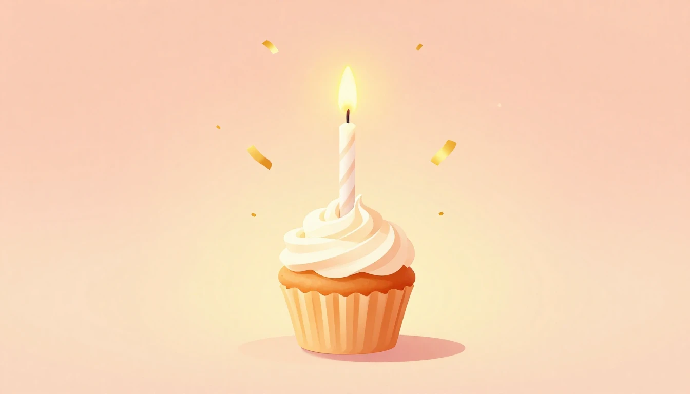 A beautifully minimalist birthday illustration featuring a s...