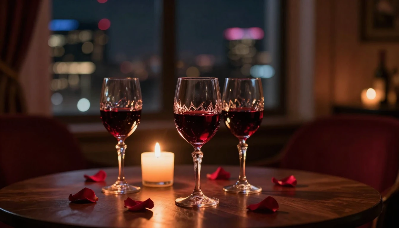 A high-quality cinematic shot of a cozy, dimly lit room duri...