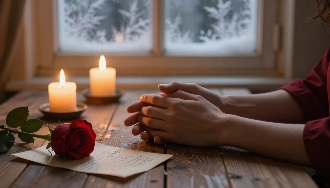 A romantic and intimate composition showing two hands gently...