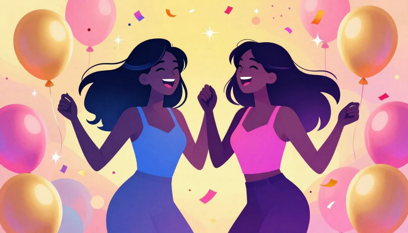 A vibrant digital art illustration of a birthday celebration...