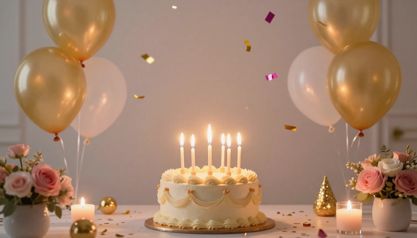 A festive and elegant birthday celebration background, a bea...