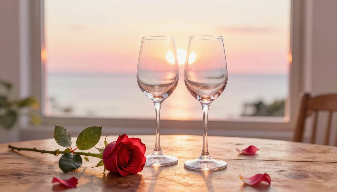 A beautiful watercolor painting of two elegant wine glasses ...