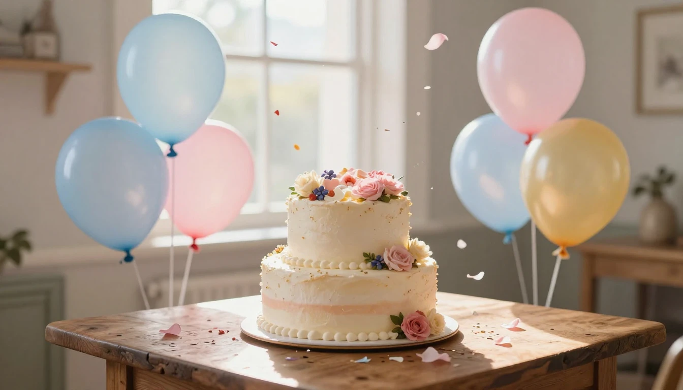 A whimsical and festive scene featuring a large, beautifully...