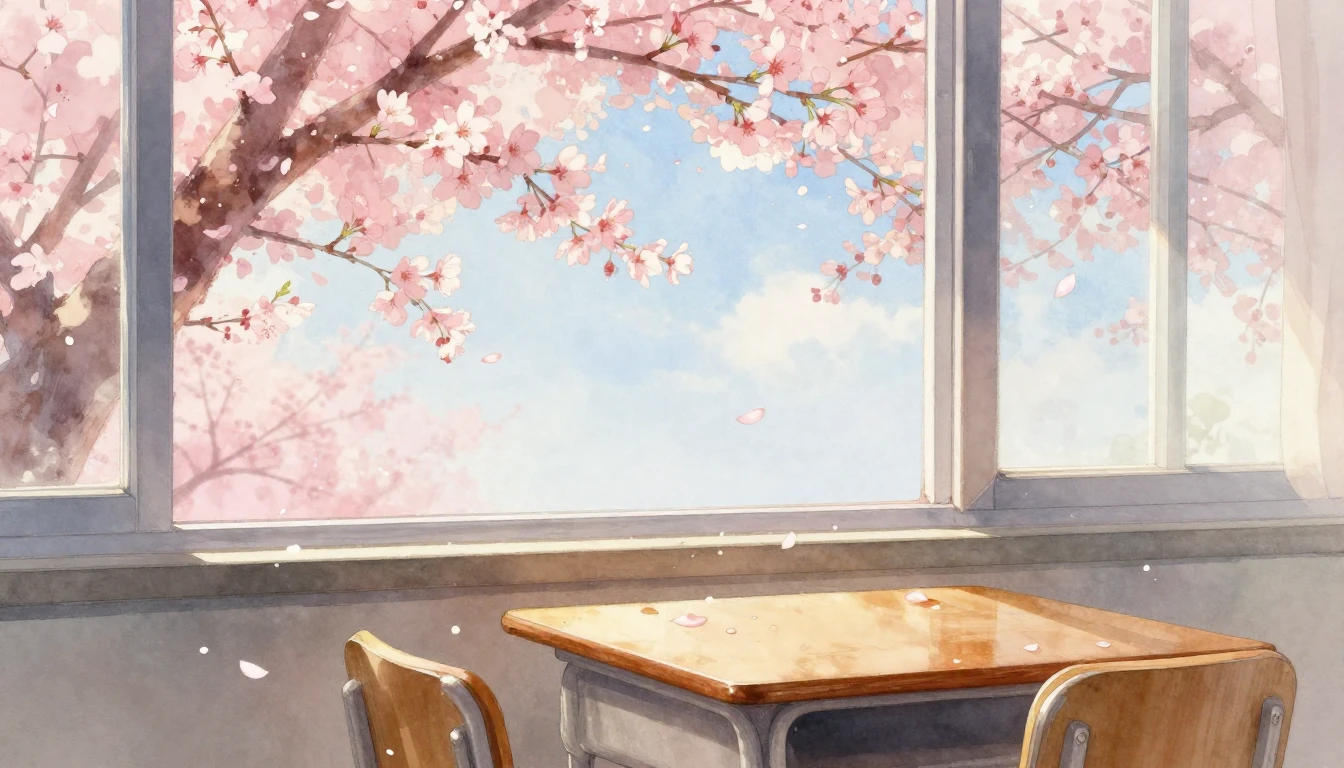 A beautiful watercolor painting of a cherry blossom tree in ...