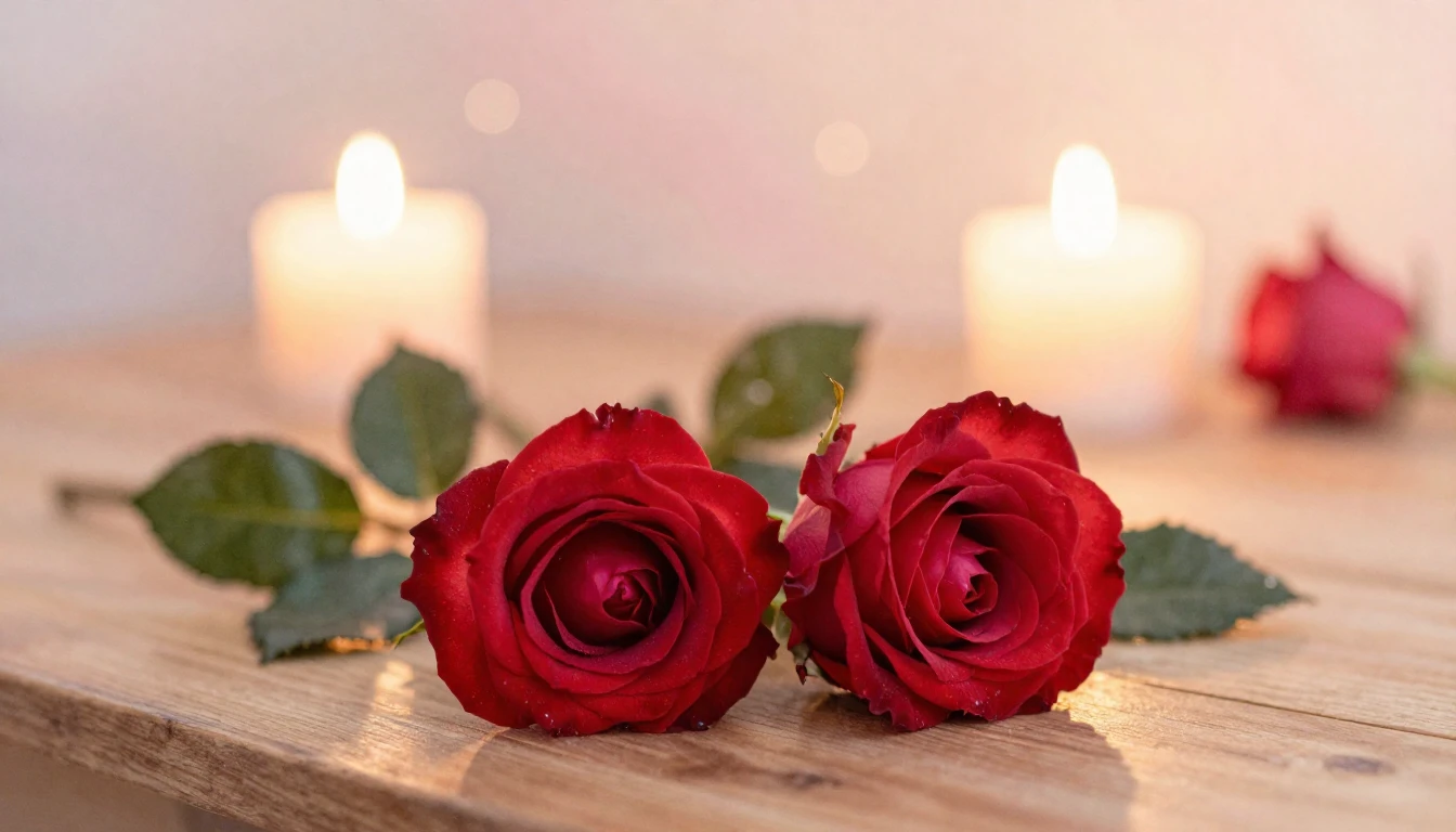 A soft and ethereal watercolor painting of two delicate red ...