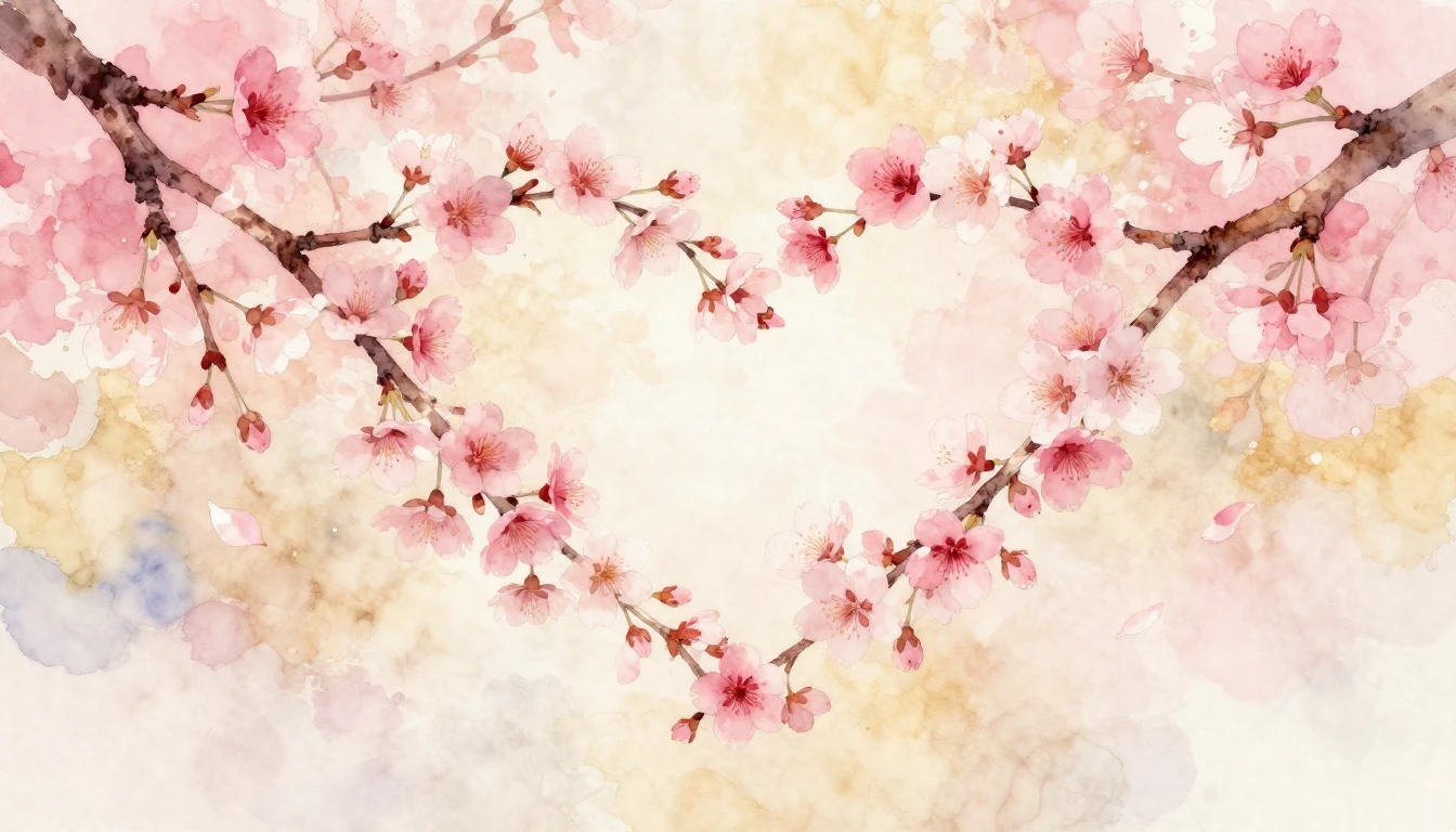 A beautiful and delicate watercolor painting of two intertwi...