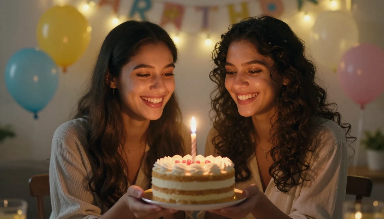 A warm and inviting scene of two best friends celebrating a ...