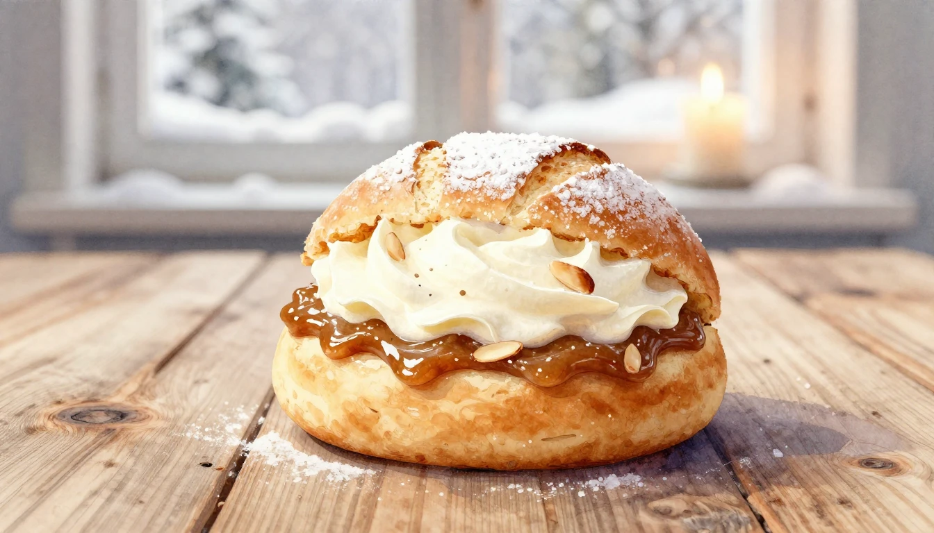 A beautiful watercolor painting of a traditional Swedish sem...