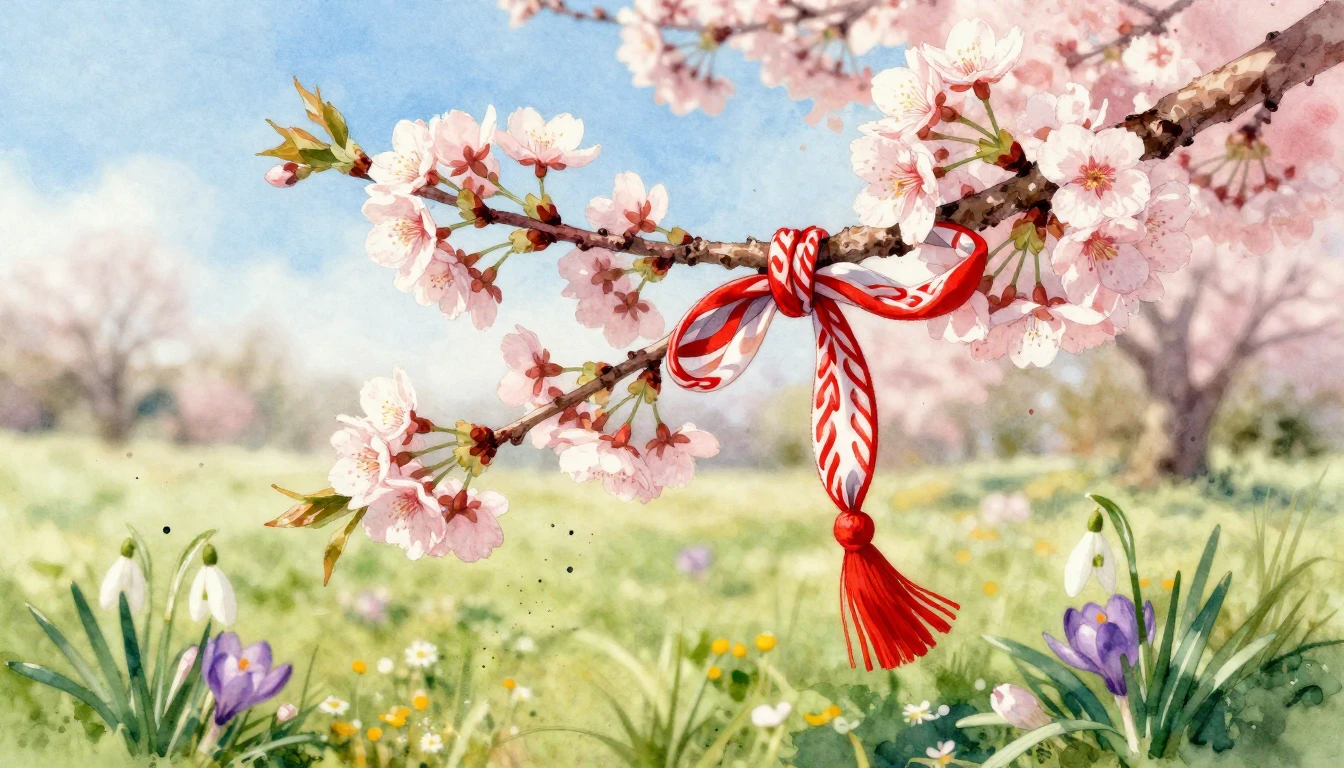 A beautiful watercolor painting of a blooming cherry blossom...