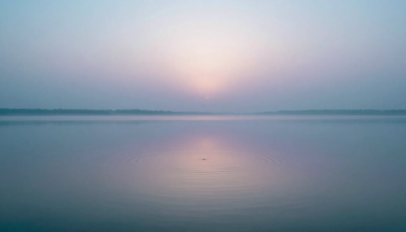 A serene and vast landscape featuring a single, perfectly st...