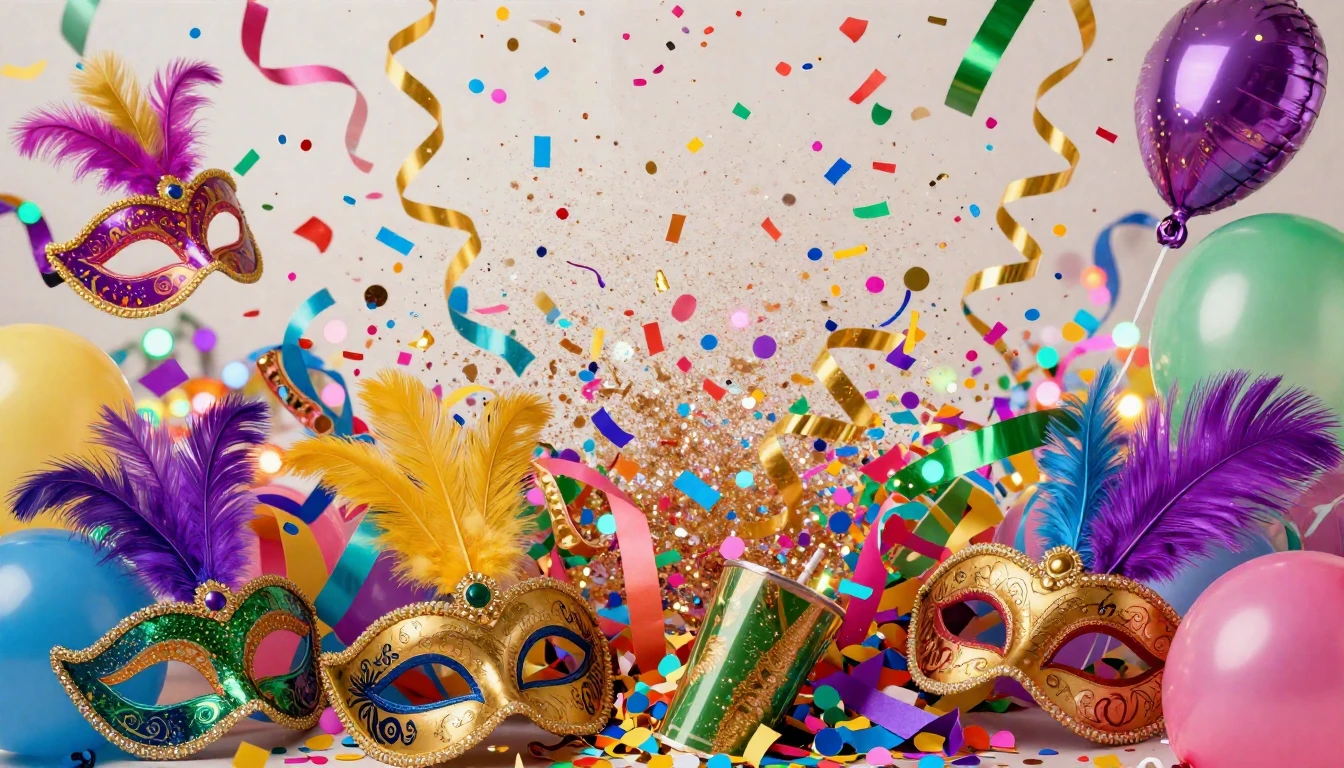 A vibrant and colorful explosion of carnival elements. Multi...