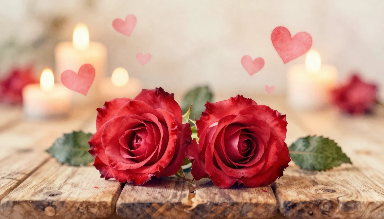 A beautiful and soft watercolor painting of two delicate red...