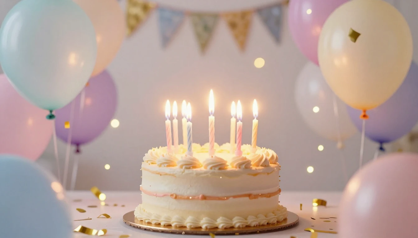 A festive and colorful birthday celebration scene, featuring...