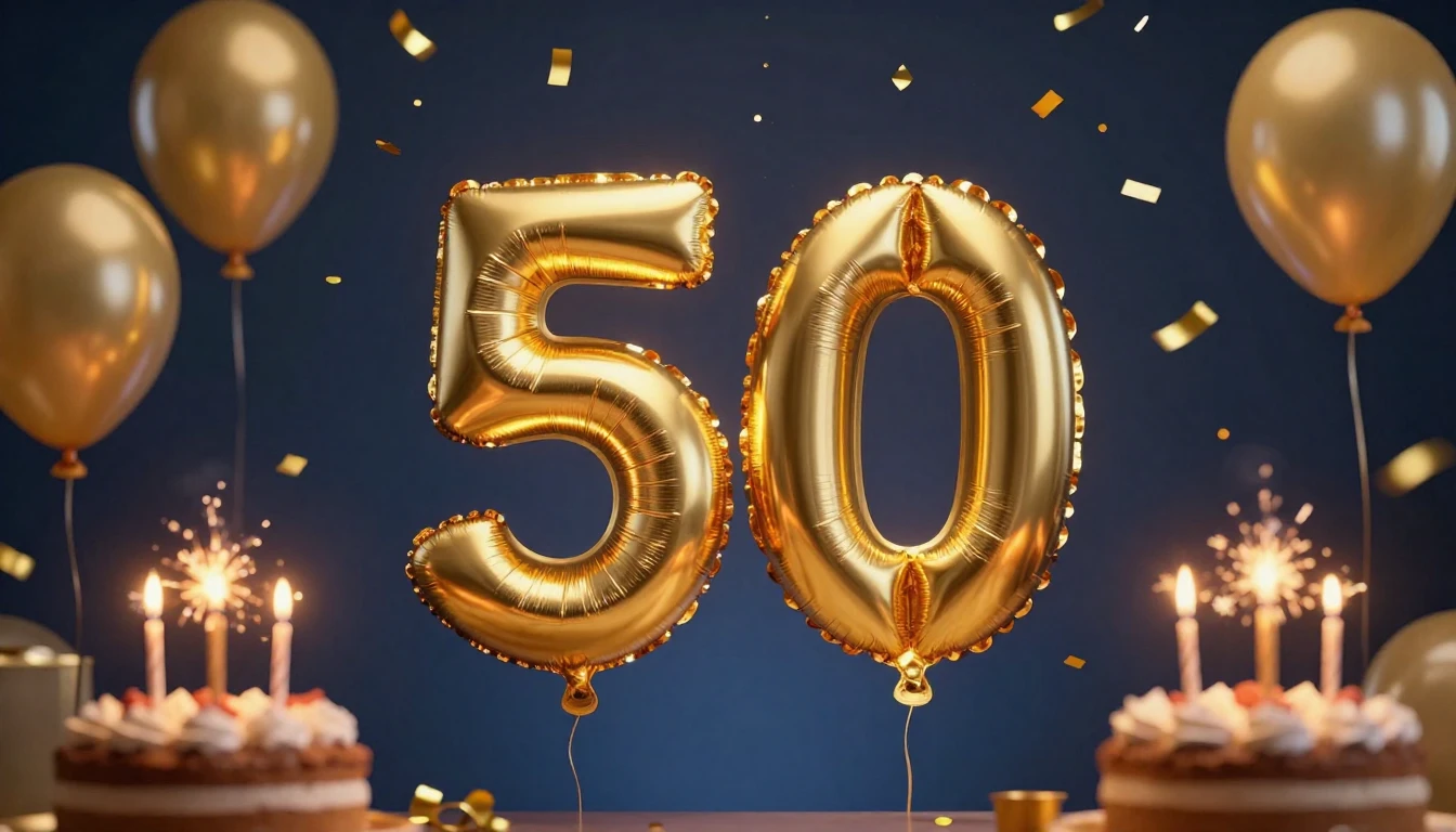 A festive and elegant birthday composition centering around ...