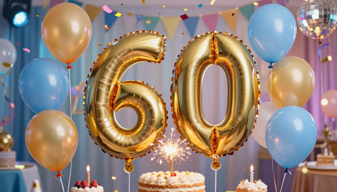 A vibrant and festive birthday celebration scene focusing on...