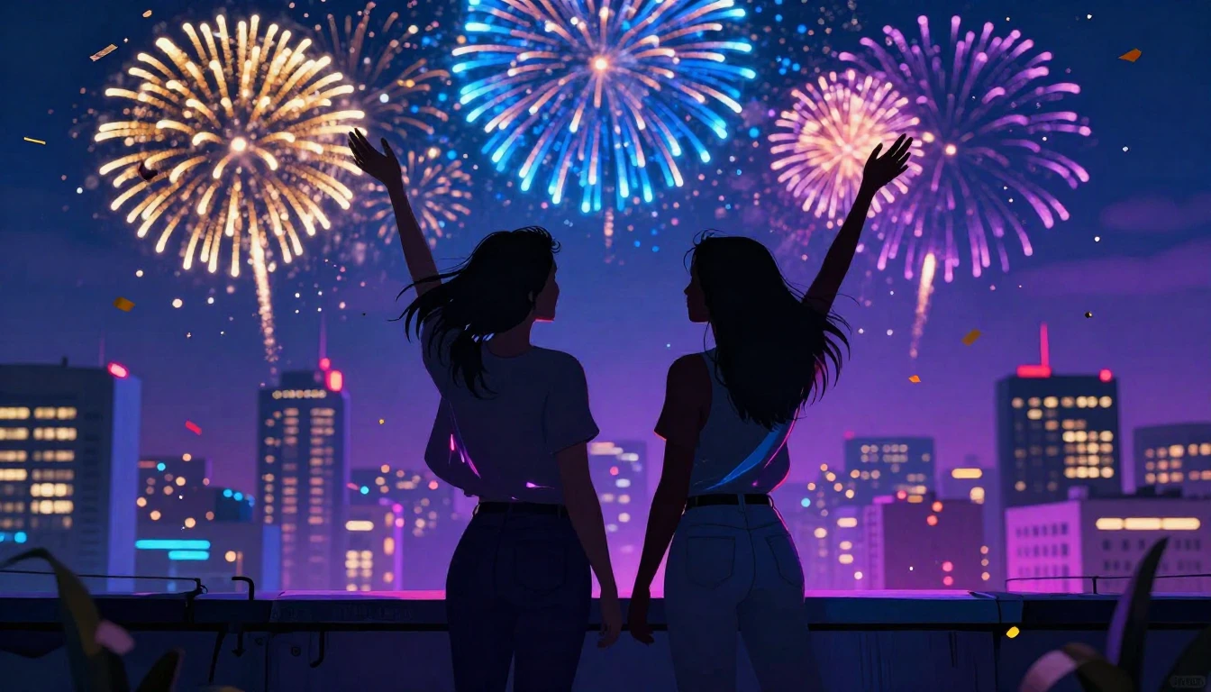 A vibrant and colorful digital art piece depicting a celebra...