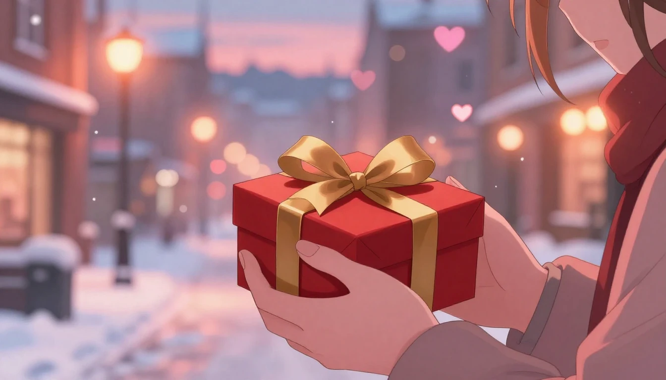 A romantic high-quality anime illustration for a Valentine's...