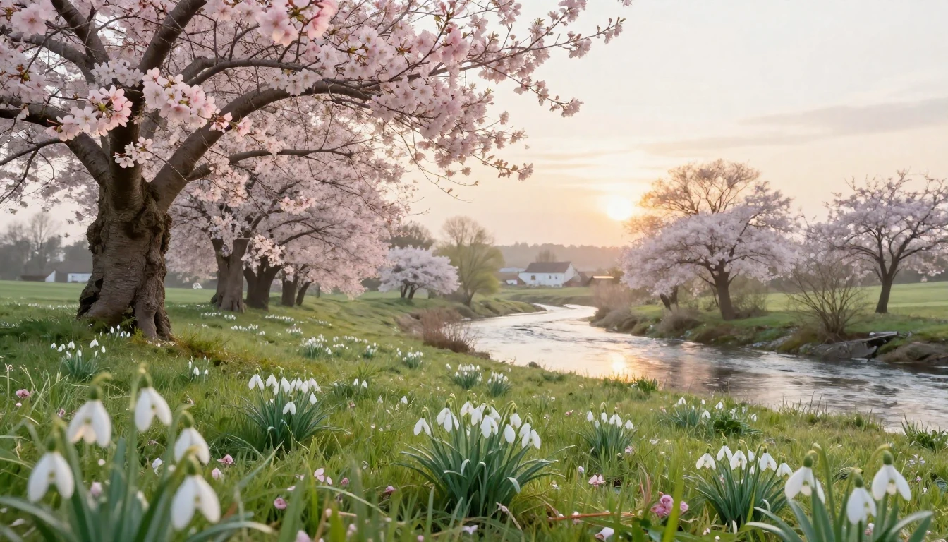 A beautiful spring landscape in the Romanian countryside. Bl...