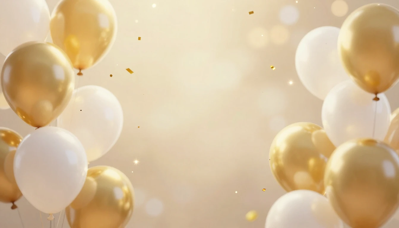 A vibrant and festive scene filled with floating golden and ...