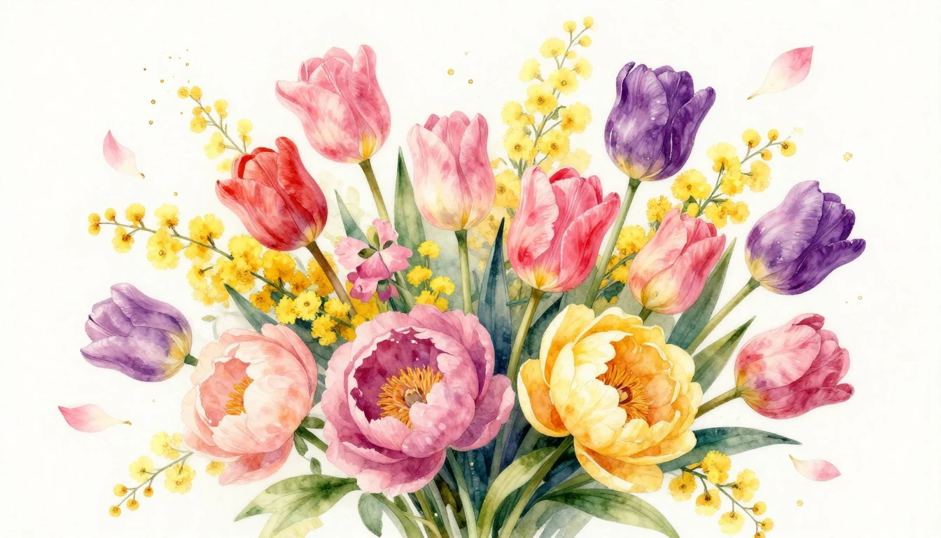 A vibrant and artistic watercolor painting featuring a lush ...