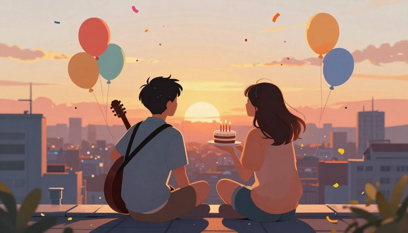 A heartwarming and vibrant illustration of two friends sitti...