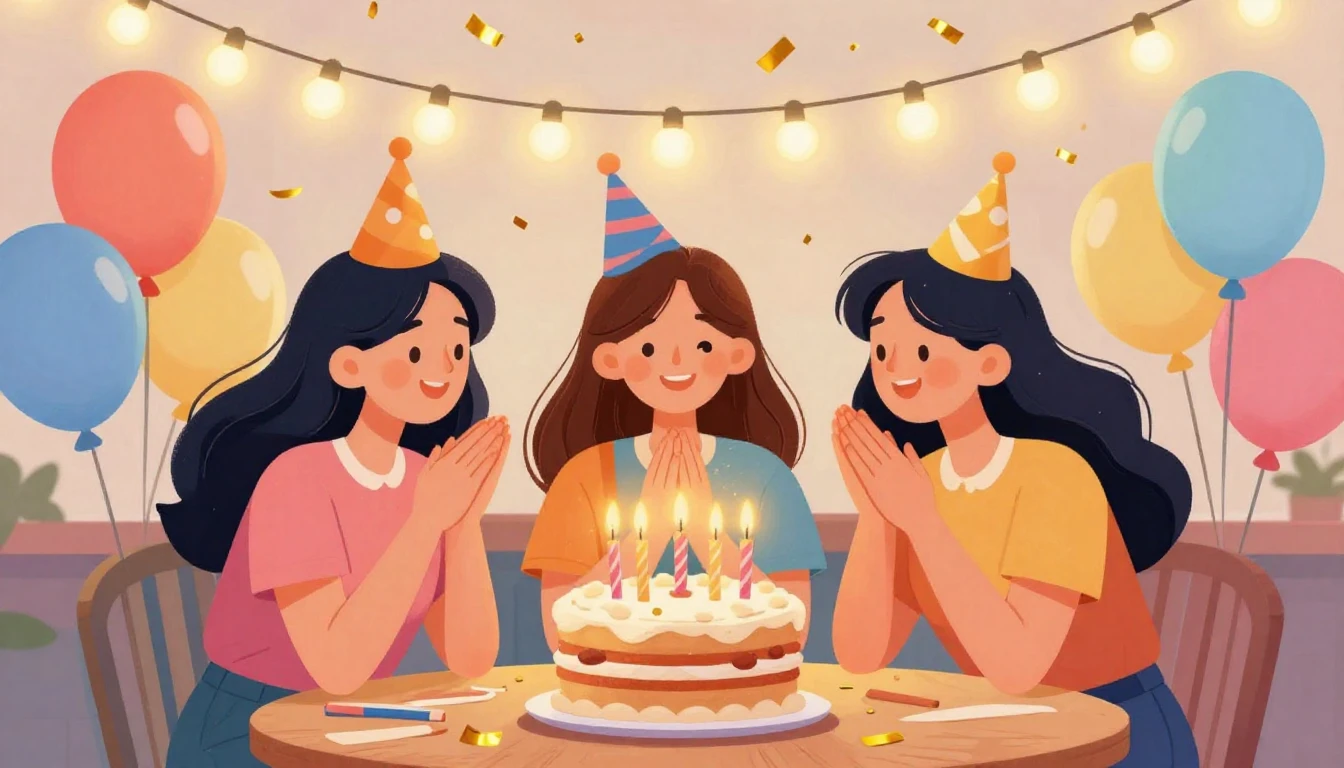 A vibrant and festive illustration of a birthday celebration...