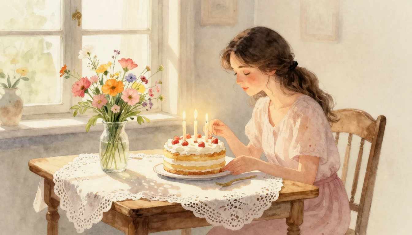 A heartwarming and gentle watercolor painting depicting a co...