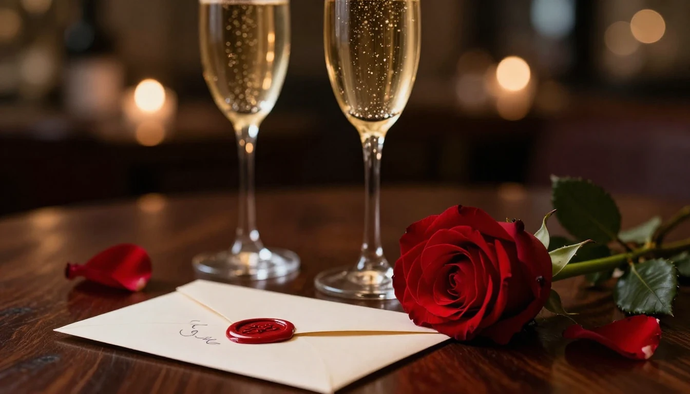 A romantic and moody close-up composition featuring two cham...