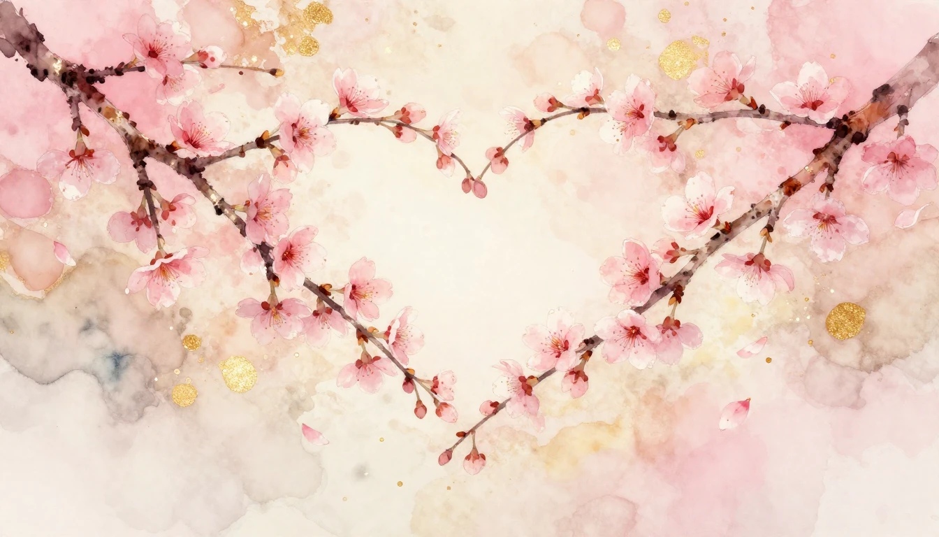 A beautiful watercolor painting of two delicate cherry bloss...