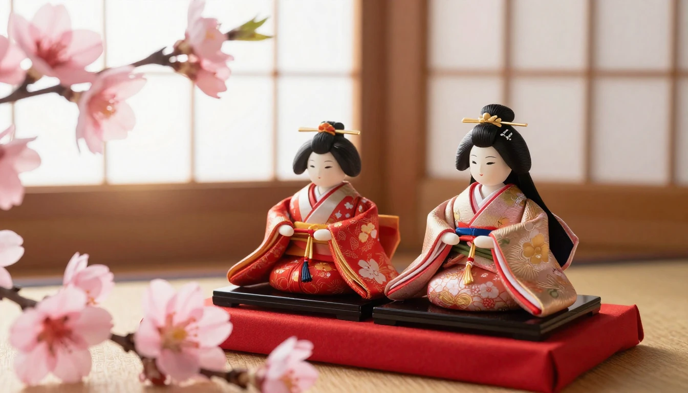A heartwarming Japanese Hinamatsuri festival scene. A beauti...