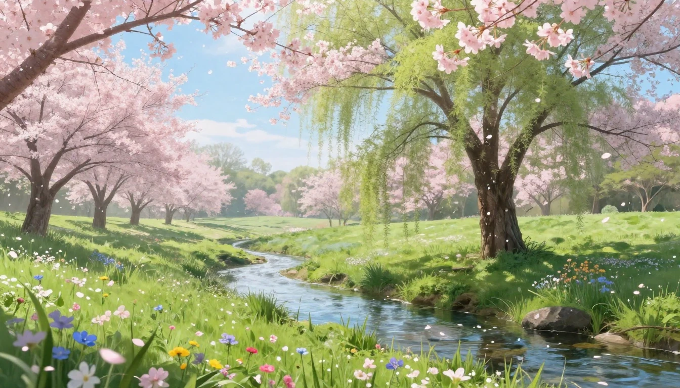 A breathtaking landscape of a lush green meadow filled with ...