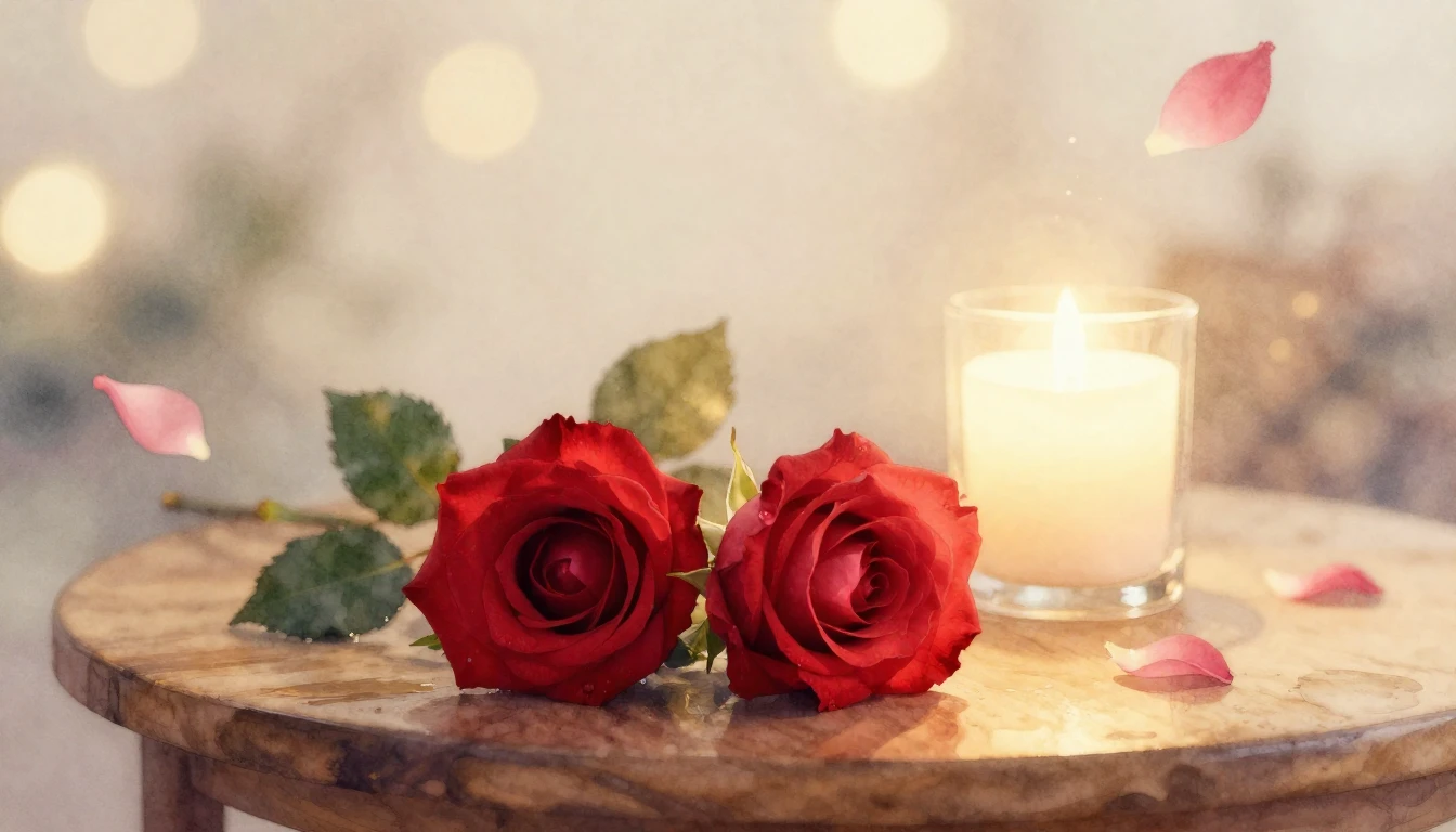 A dreamy and ethereal watercolor painting of two intertwined...