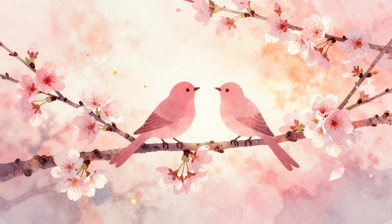 A beautiful and delicate watercolor painting depicting two s...