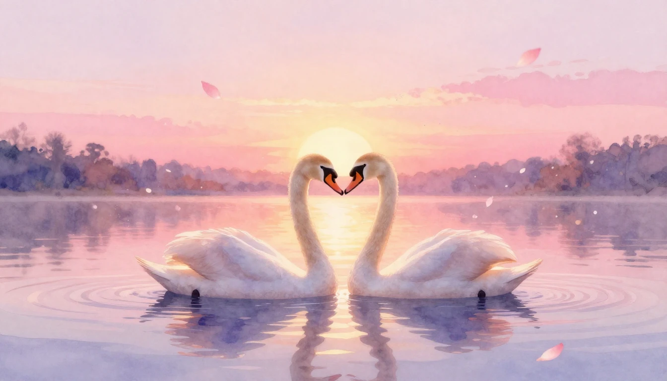 A soft and ethereal watercolor painting depicting a serene s...