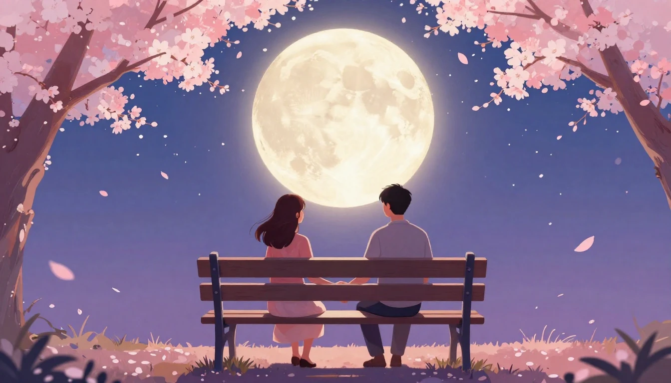 A romantic artistic illustration of a couple holding hands o...