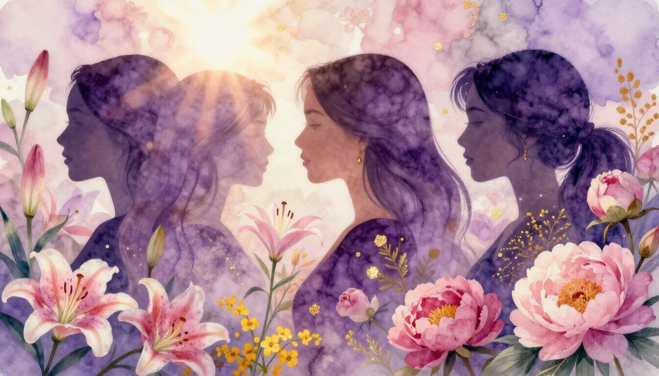 A vibrant and artistic composition celebrating femininity an...