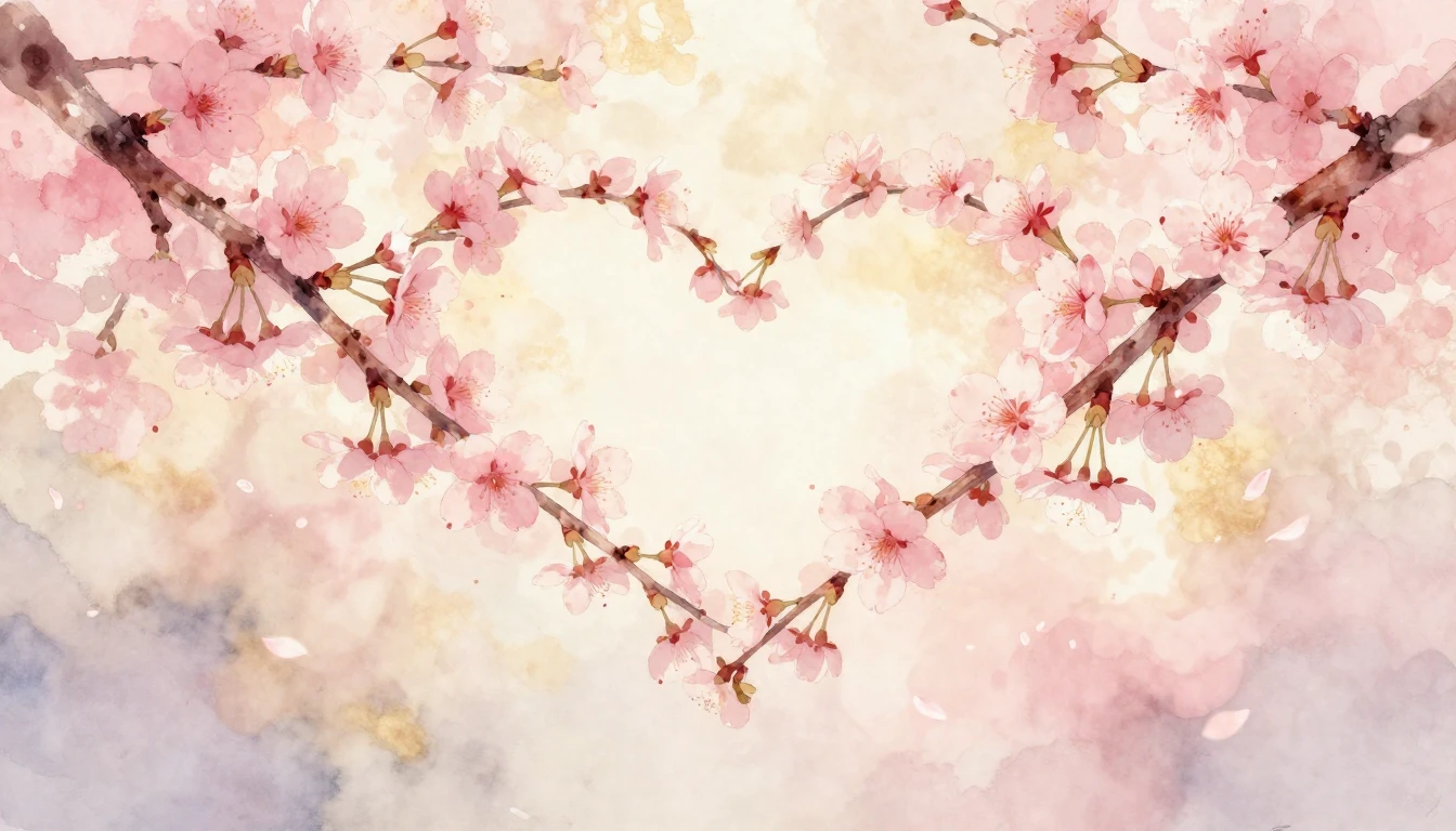 A beautiful and delicate watercolor painting of two intertwi...