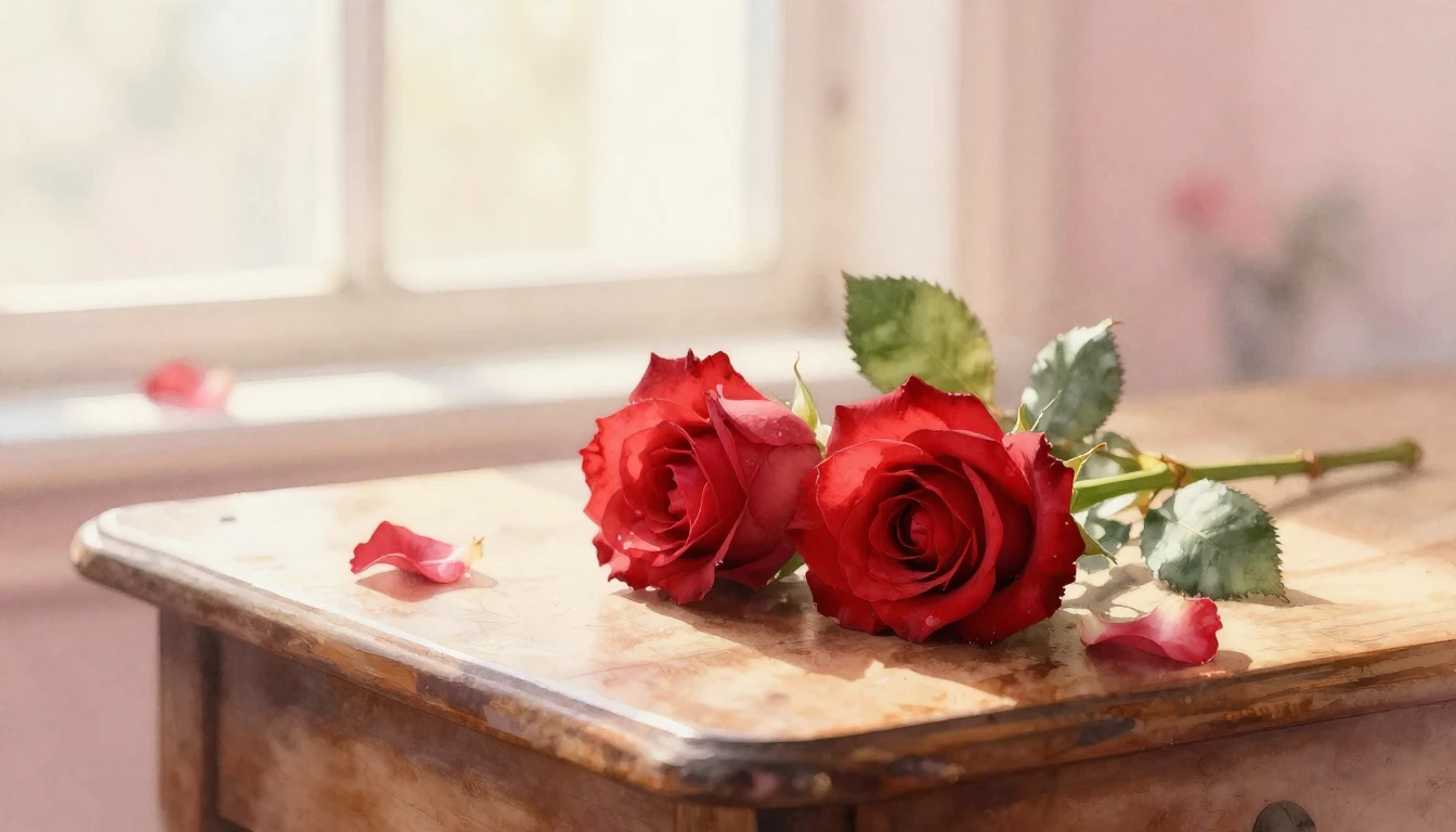 A beautiful and ethereal watercolor painting of two intertwi...