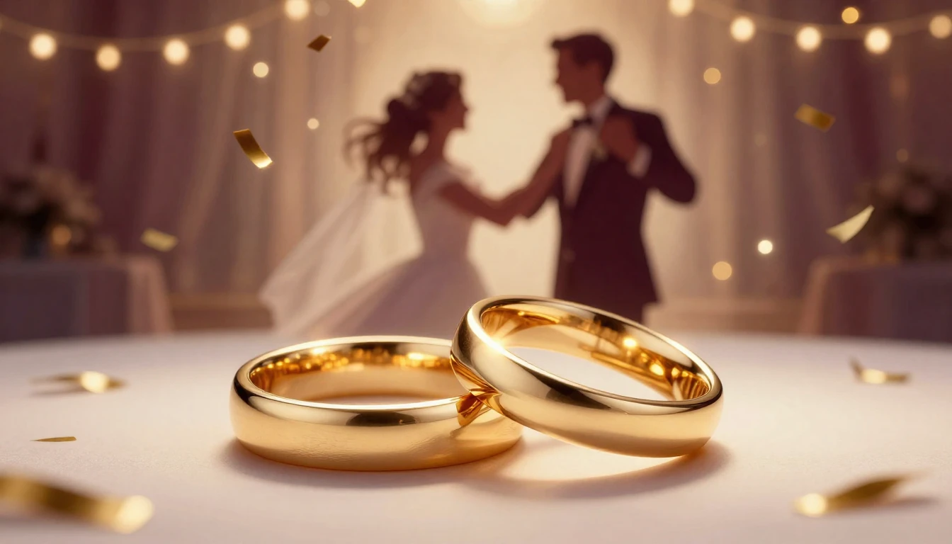 A joyful and elegant wedding celebration scene, focusing on ...