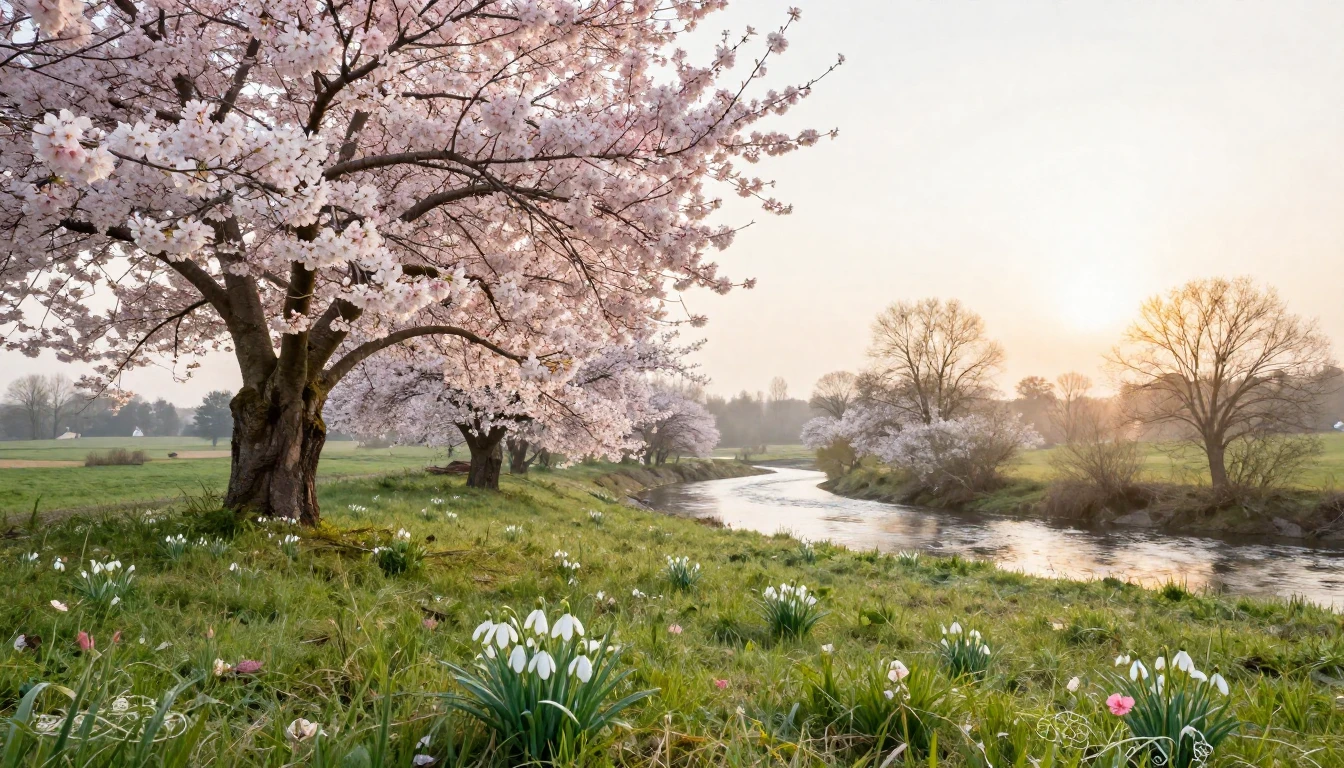 A beautiful spring landscape in the Romanian countryside. Bl...