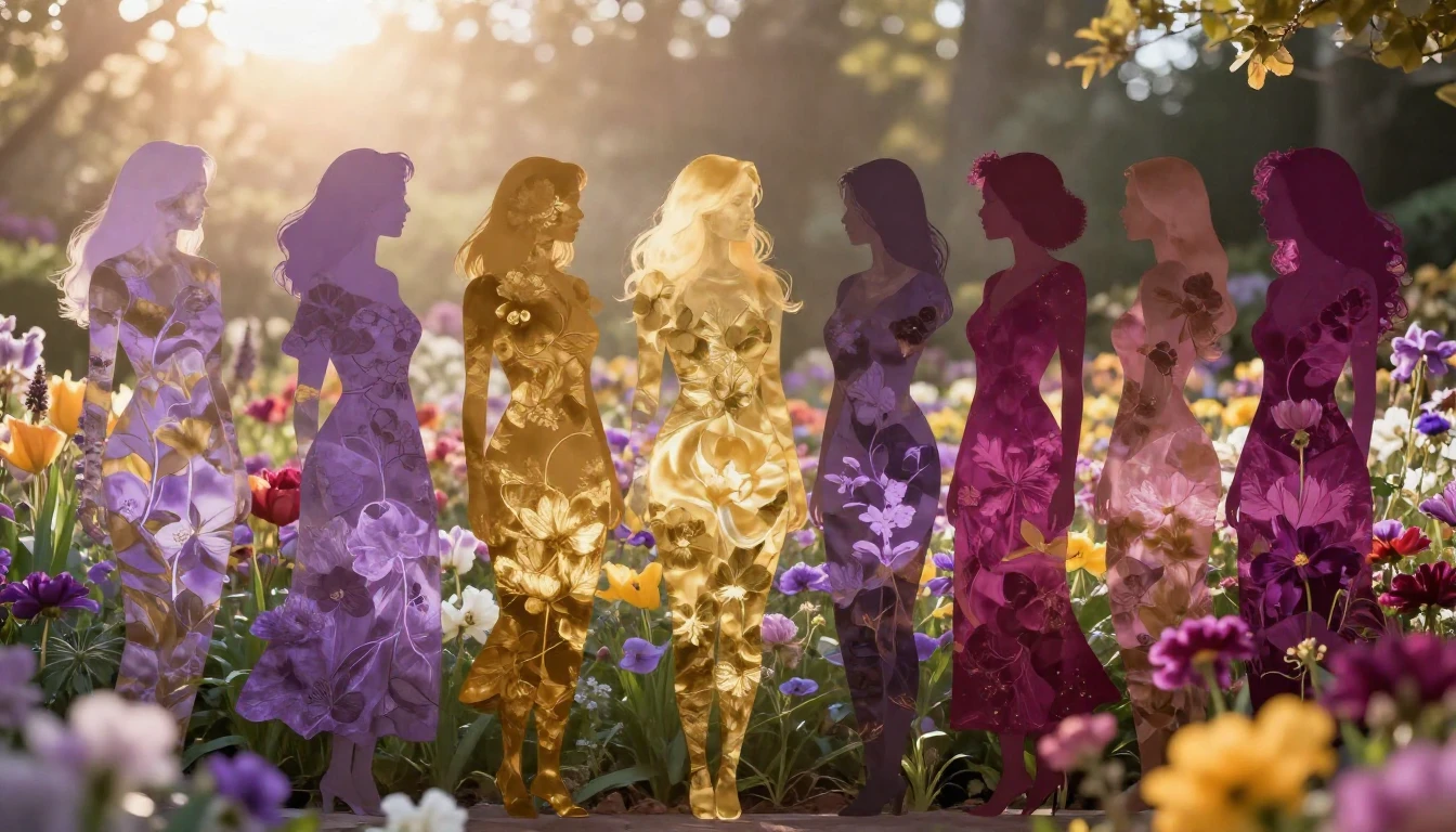 A vibrant and artistic representation of a blooming garden w...