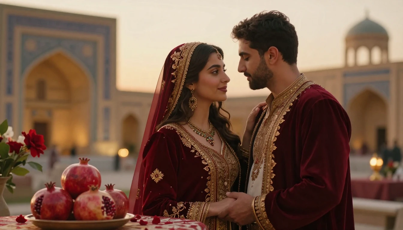 A highly detailed cinematic shot of a romantic scene celebra...